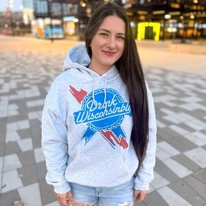 White and Gray Sweatshirt Hoodie Top